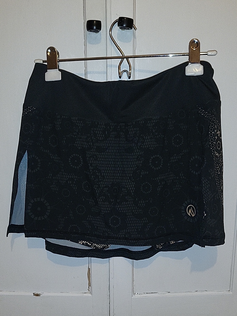 INKnBURN Black Mini Skirt with Subtle Circular Pattern